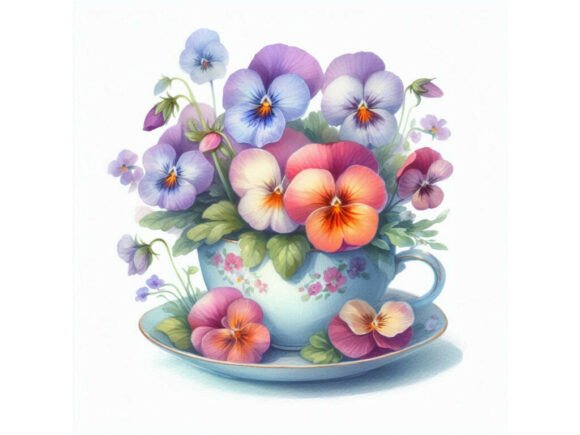 Download Pansy Cup Watercolor - Watercolor Collection